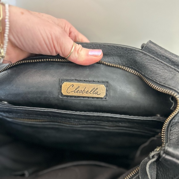 Black leather Cleobella bag with studs - Picture 6 of 12